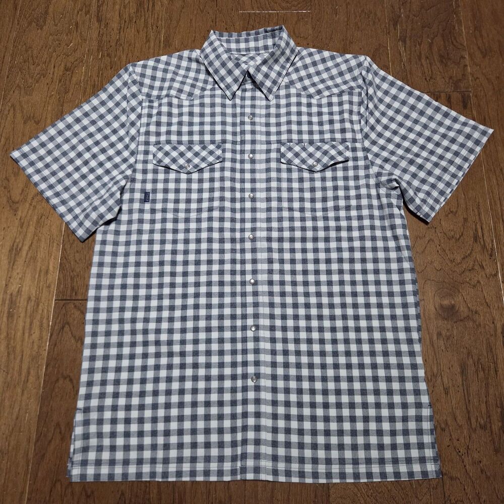 GameGuard Gingham Plaid Pearl Snap Shirt Mens M Vented Fishing